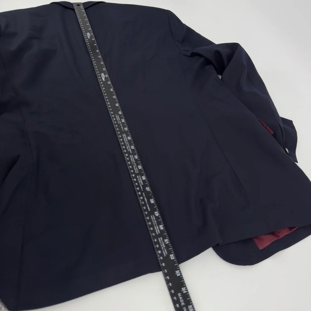 J.Crew Mens Navy Blue Wool Blazer Gold Anchor Buttons Sport Coat 44R Preppy